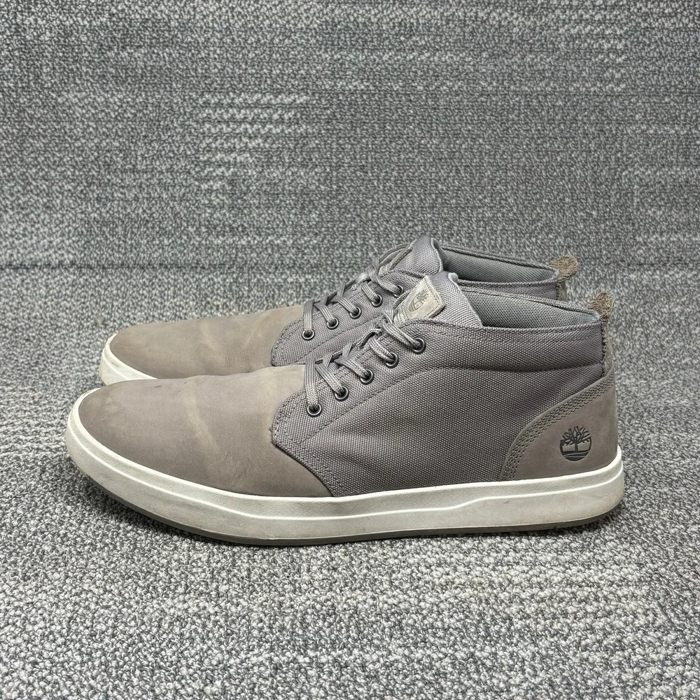 Timberland Davis Square Chukka Men's Gray Leather Canvas Sneakers Shoes Sz 13 M